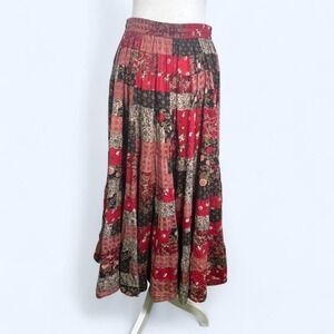Vintage Y2K Silver Stream Women's OS Maxi Patchwork Boho Hippie Stretch
